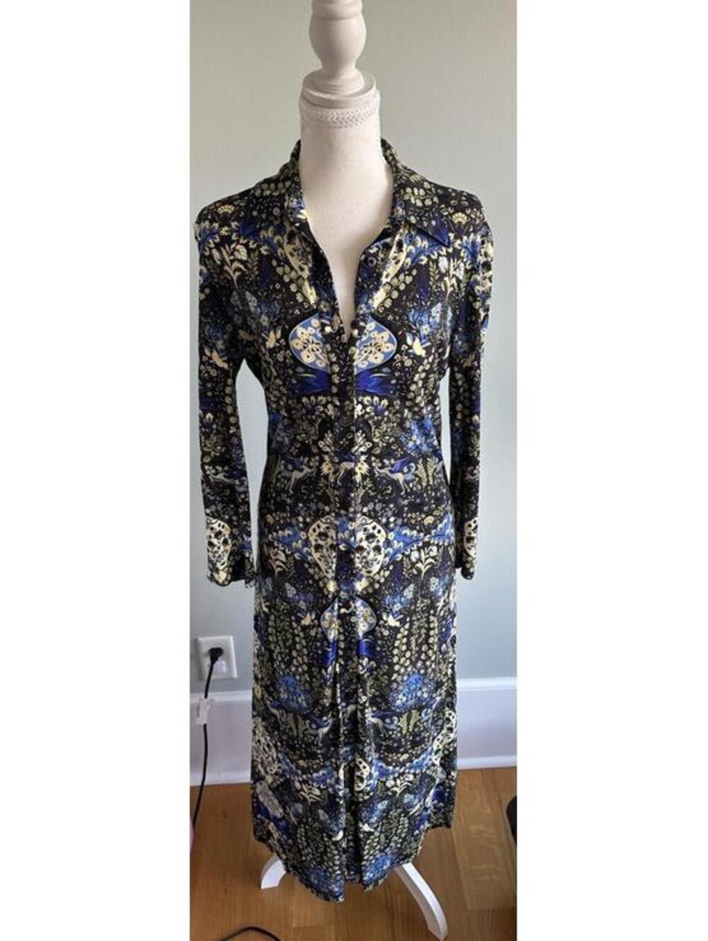 Etro Milano Women's Long Sleeve Button Up Dress Paisley Print Size 44